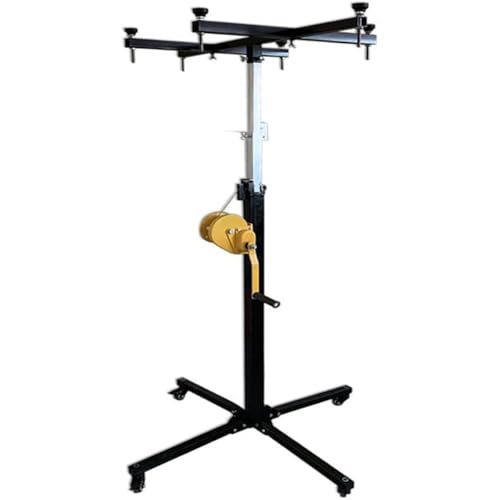 LOADFUN 手動式小型リフトジャッキ 耐荷重80kg 石膏ボード照明設置用 ロック式キャスター付き 吸盤装備 ドライウォールリフター 収納袋同梱 家庭用業務用兼用 安全設計 コンパクト設計 静音駆動 工具不要組立(2.5m)